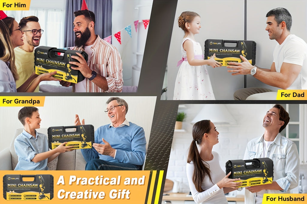 Mini Chainsaw Cordless, 6/12 Inch Handheld Electric Portable Power Chainsaw, 2 Rechargeable Batteries And Toolbox, Tree Trimming Wood Working & Cutting. Courtyard, Household, Survival Outdoor Tools. Gardening Supplies & Equip