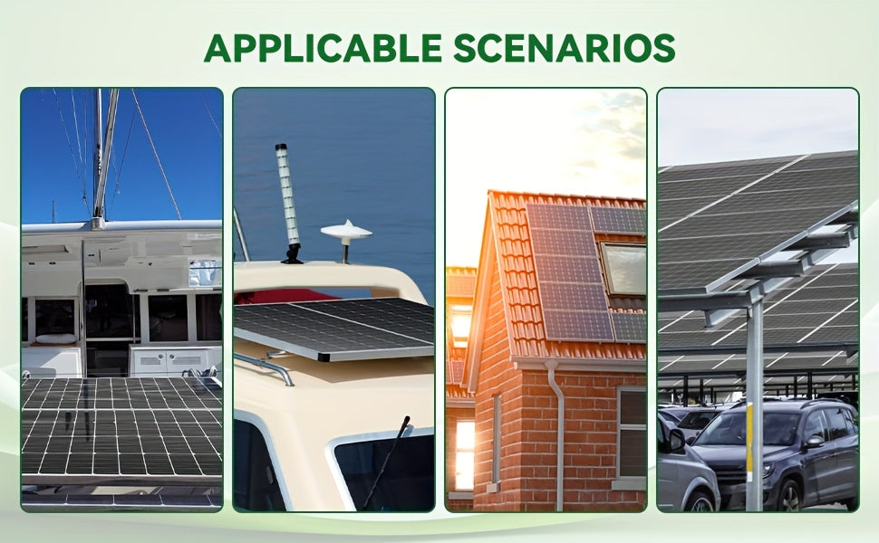 High Efficiency 25.5% 400W Monocrystalline Solar Panels - Durable Aluminum Frame & Weather-Resistant - for Rooftop, Farm, House, RVs & Off-Grid Systems - Low Light Energy Production - Long-Term Use