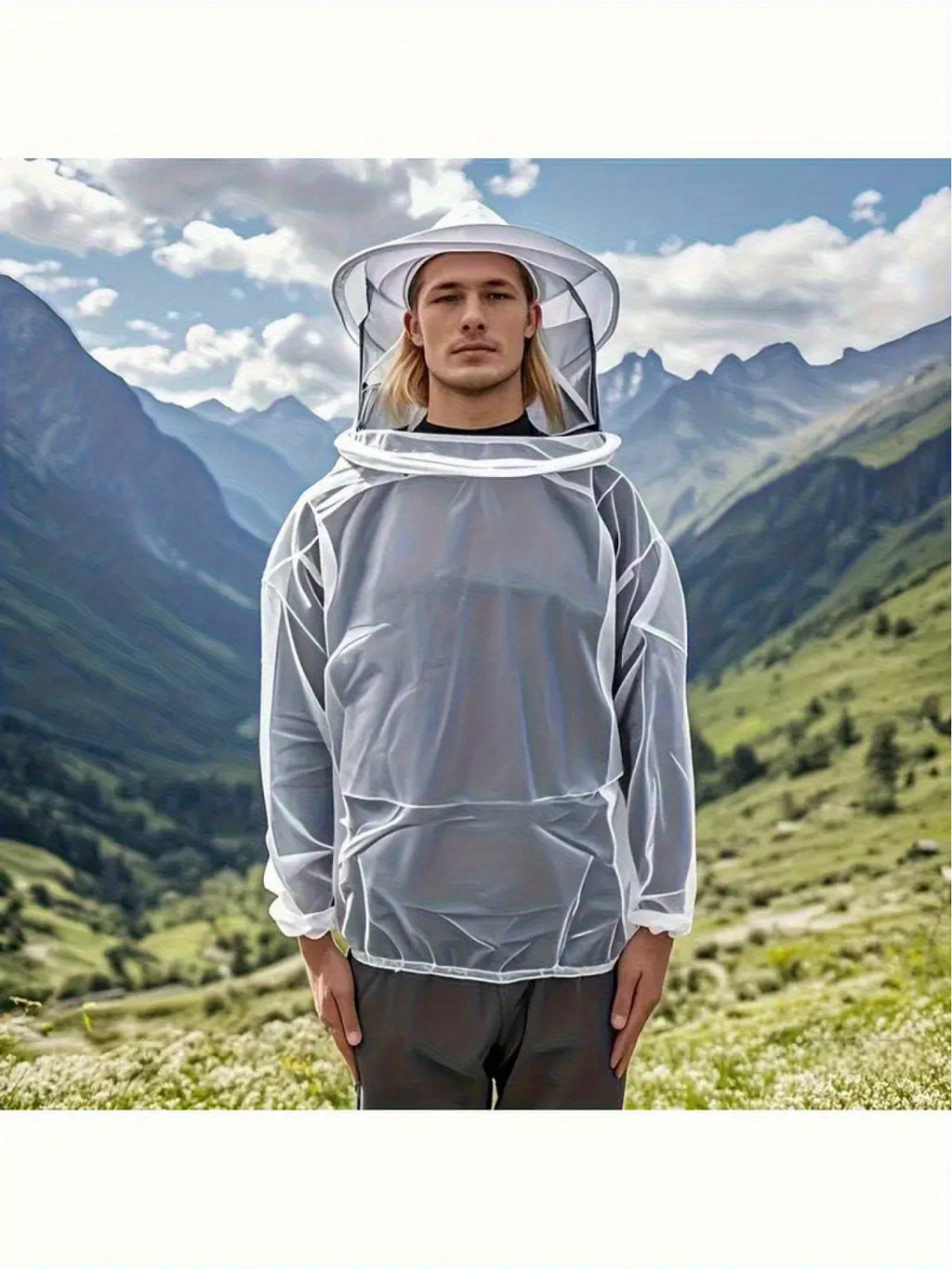 Outdoor Protection Lightweight Full Body White Mosquito Net Set, Top with Hat Design+pants+foldable, High-density Mesh Anti Small Mosquitoes, Suitable for Camping, Fishing, Hiking Essential, Farm Outdoor, Gardening Labor, Hik