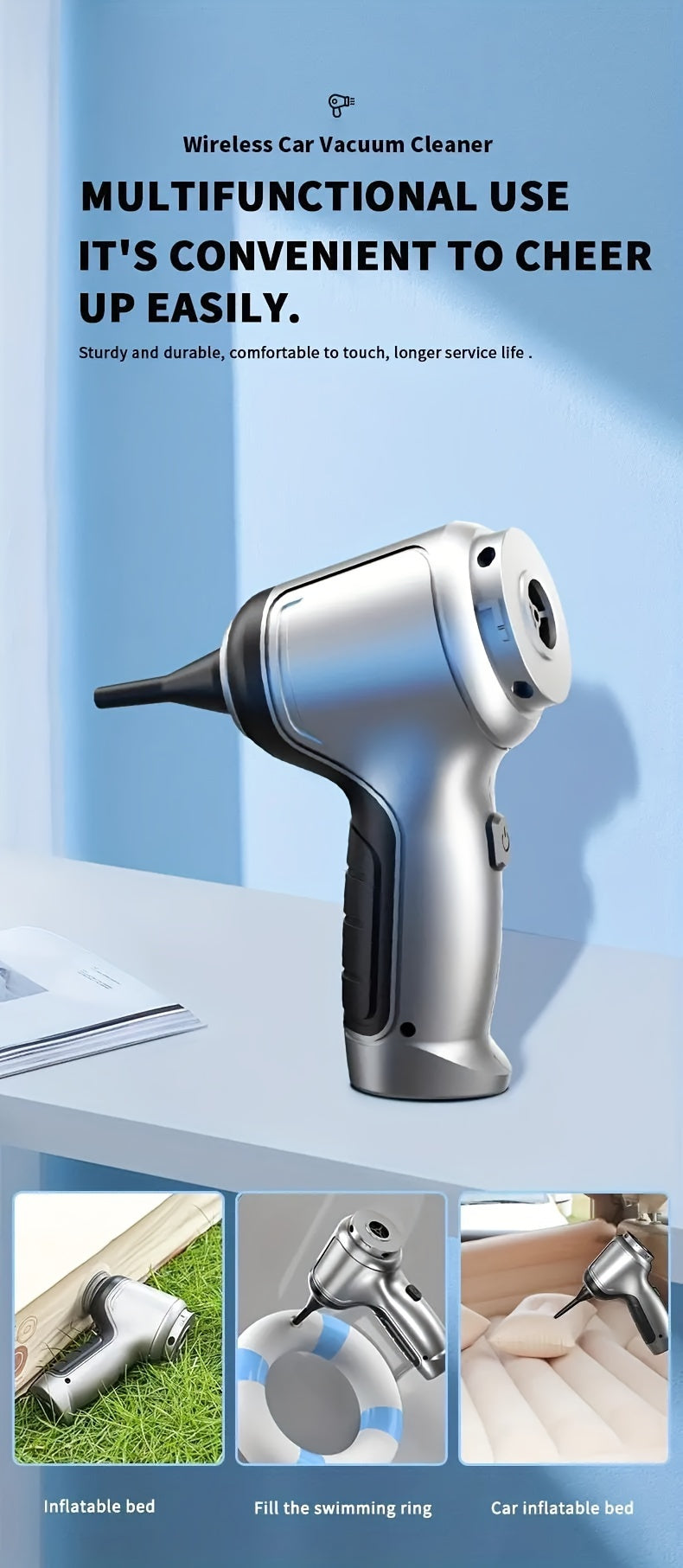 12000PA Strong Suction Car Vacuum Cleaner, Wireless Handheld Cleaning Machine, Small Car Accessories, Household Car Appliances