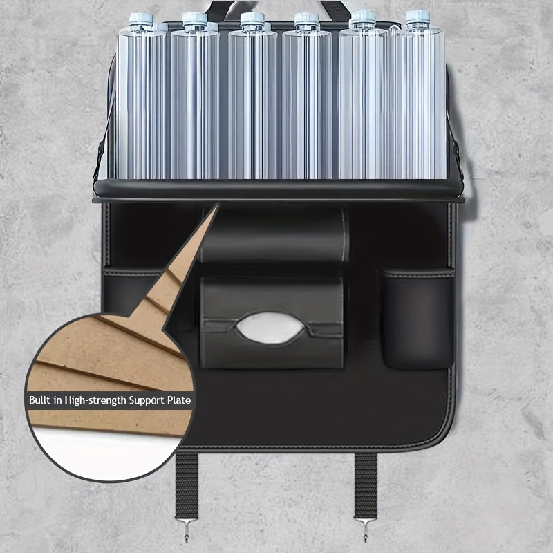 Car Backseat Organizer, Folding Rear Seat Car Parts, Road Trip Car Accessories, Multi-function Backrest Storage Trash Can, Large Storage Bag, Notebook, Dining Table, Tray