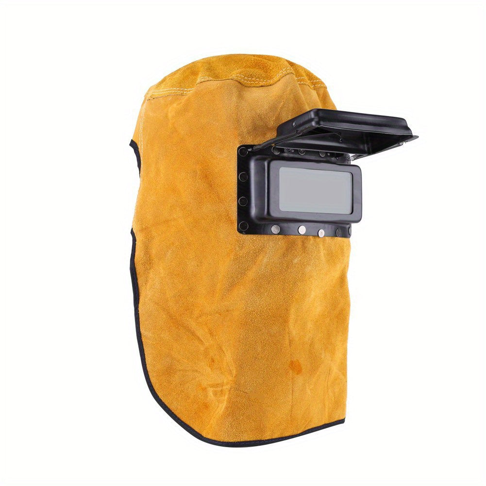 Welding Helmet with Open Lens, Leather Welder Hood Welding Helmet, Heat Resistant Breathable Welding Helmet, Comfortable To Wear