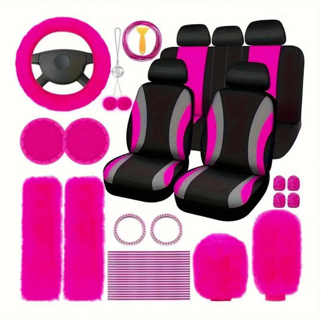 35pcs car seat set plush pendant steering wheel universal car accessories interior set - the perfect choice for fashionable ladies
