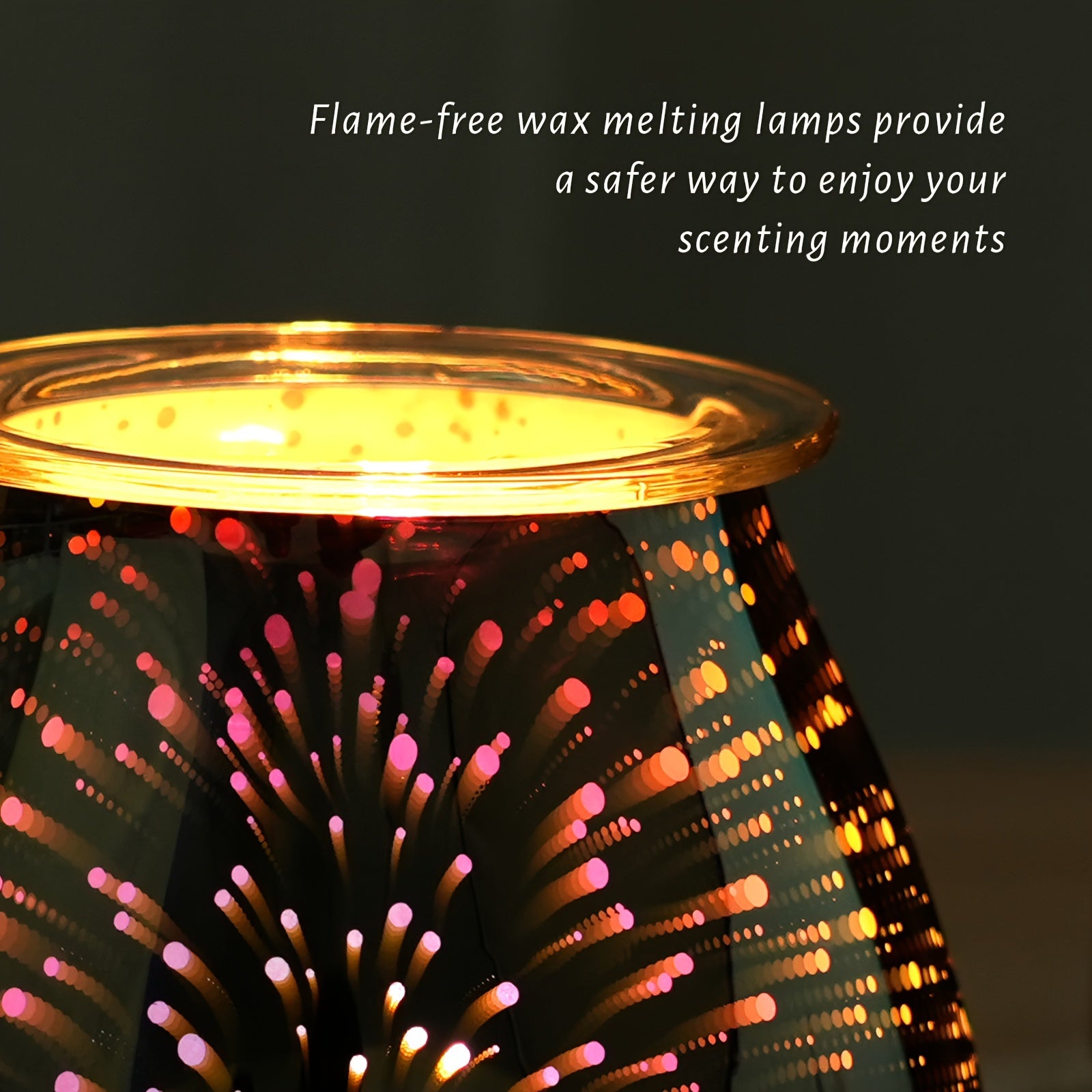 1pc Wax Warmer 3D Glass Fireworks/Starry Stars Electric Wax Melts Oil Burner Fragrance Candle Warmer with Heating Plate for Home Bedroom Office Decorations Gift
