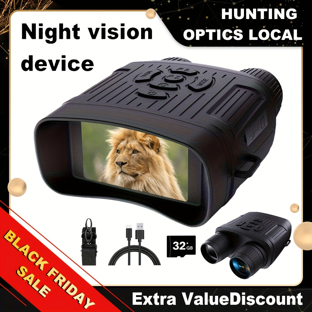 Lantoocam 2.7K Night Vision Binoculars - Record Video & Photo for Camping, Backyard Safety, 2000mAh Rechargeable + Free 32GB Card, Hunting Gear, Camping Equipment, Ergonomic Grip, Compact Design, Durable Construction, Precisi