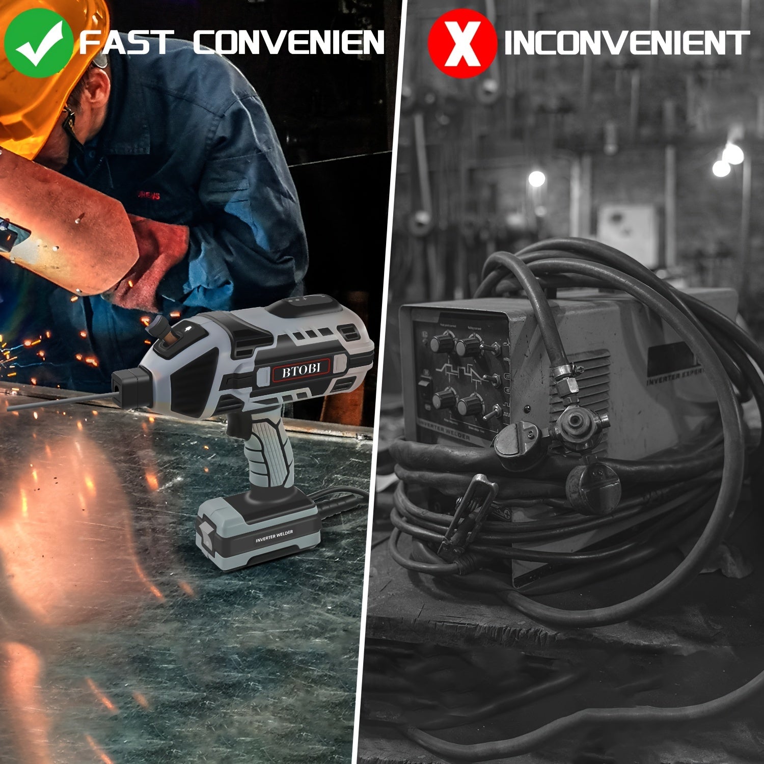 1pc Portable Welding Machine, 110V Handheld Arc Welder With IGBT Inverter, Variable Current Control, Portable ARC Welding Gun For 3/32"-1/8" Rod, Welding Kit With Carrying Case