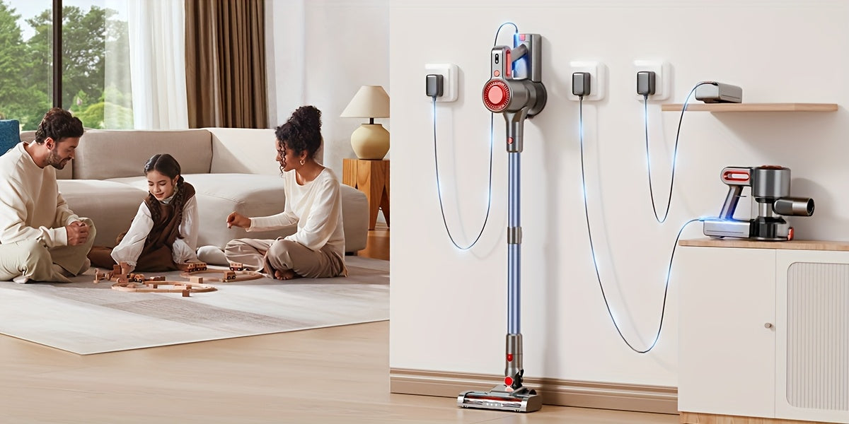 55-70 KPA Lightweight Vacuum Cleaner with Upgraded Green LED, Anti-tangle Brush, Removable Battery, Multiple Suction Levels, Up to 45 Minutes Of Battery Life, Women's Car Accessories, Vacuum Cleaner for Carpets, Pet Hair, And