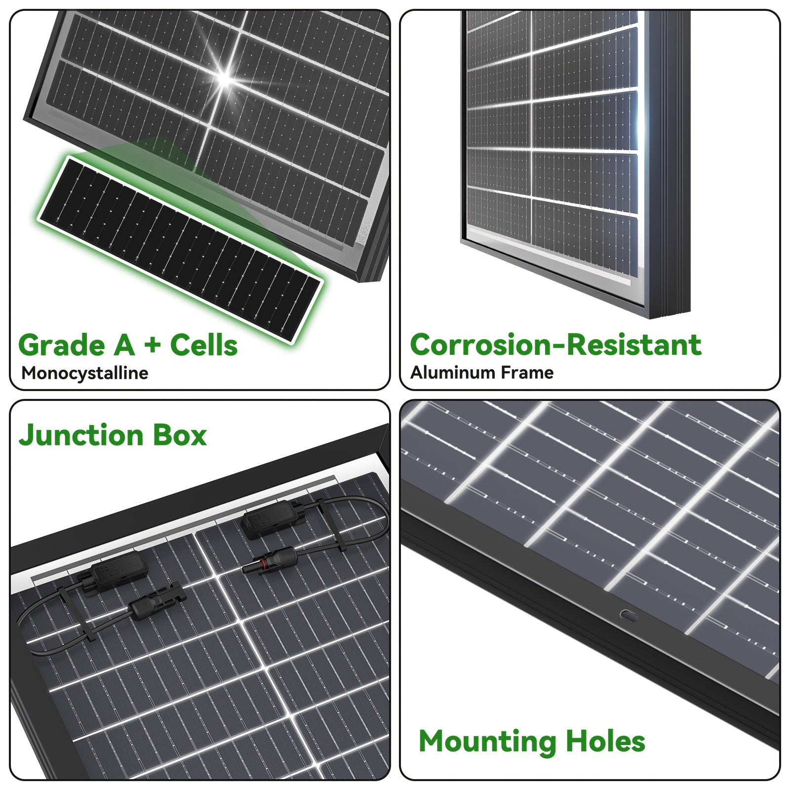 400Watt Bifacial Solar Panels 12V Monocrystalline 4pcs 100W Double Sided Board Solar Systems 25.5% High-Efficiency Module PV Power for Home Rooftop, Camping, Boat, Shed Farm, RV 100W*4