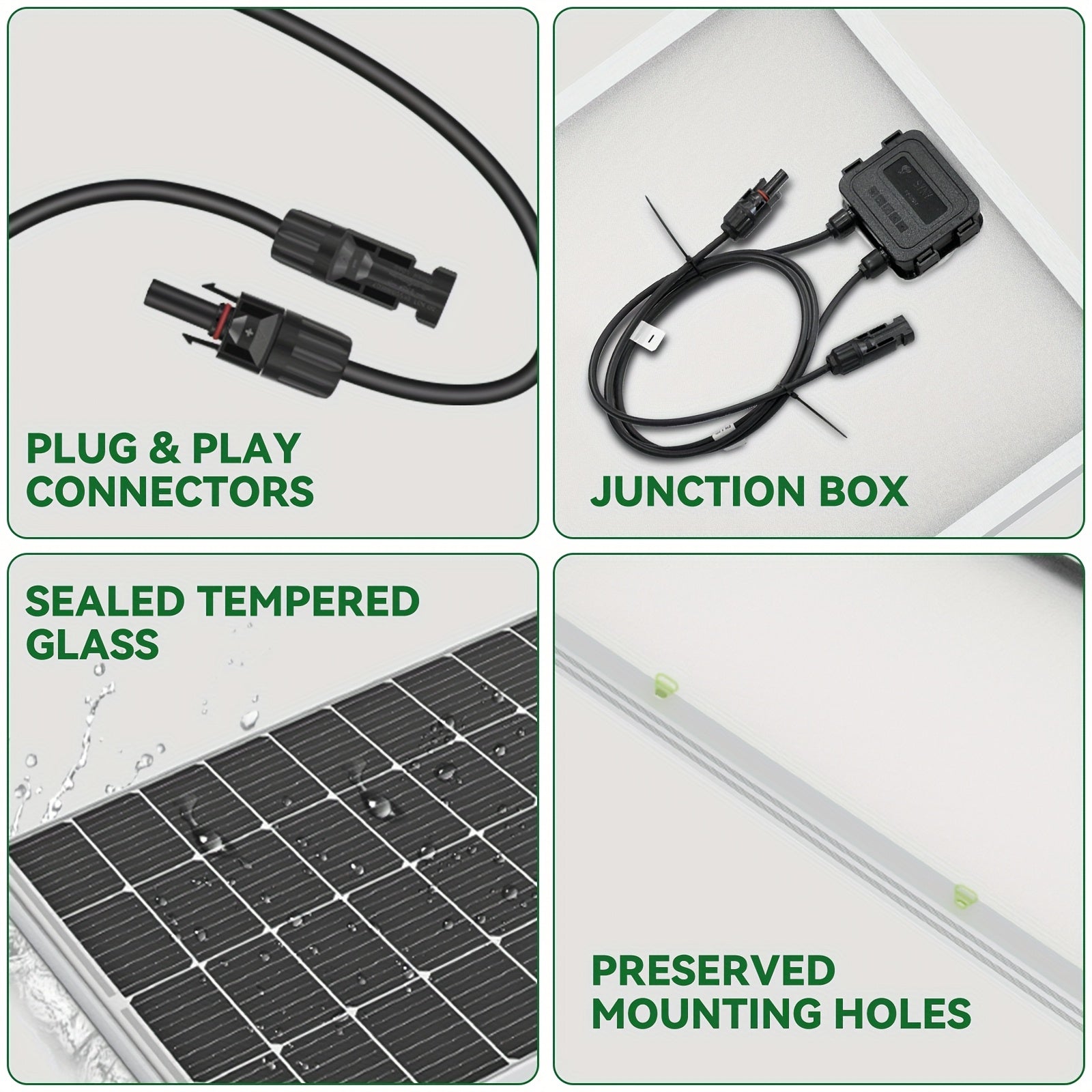 High Efficiency 25.5% 400W Monocrystalline Solar Panels - Durable Aluminum Frame & Weather-Resistant - for Rooftop, Farm, House, RVs & Off-Grid Systems - Low Light Energy Production - Long-Term Use