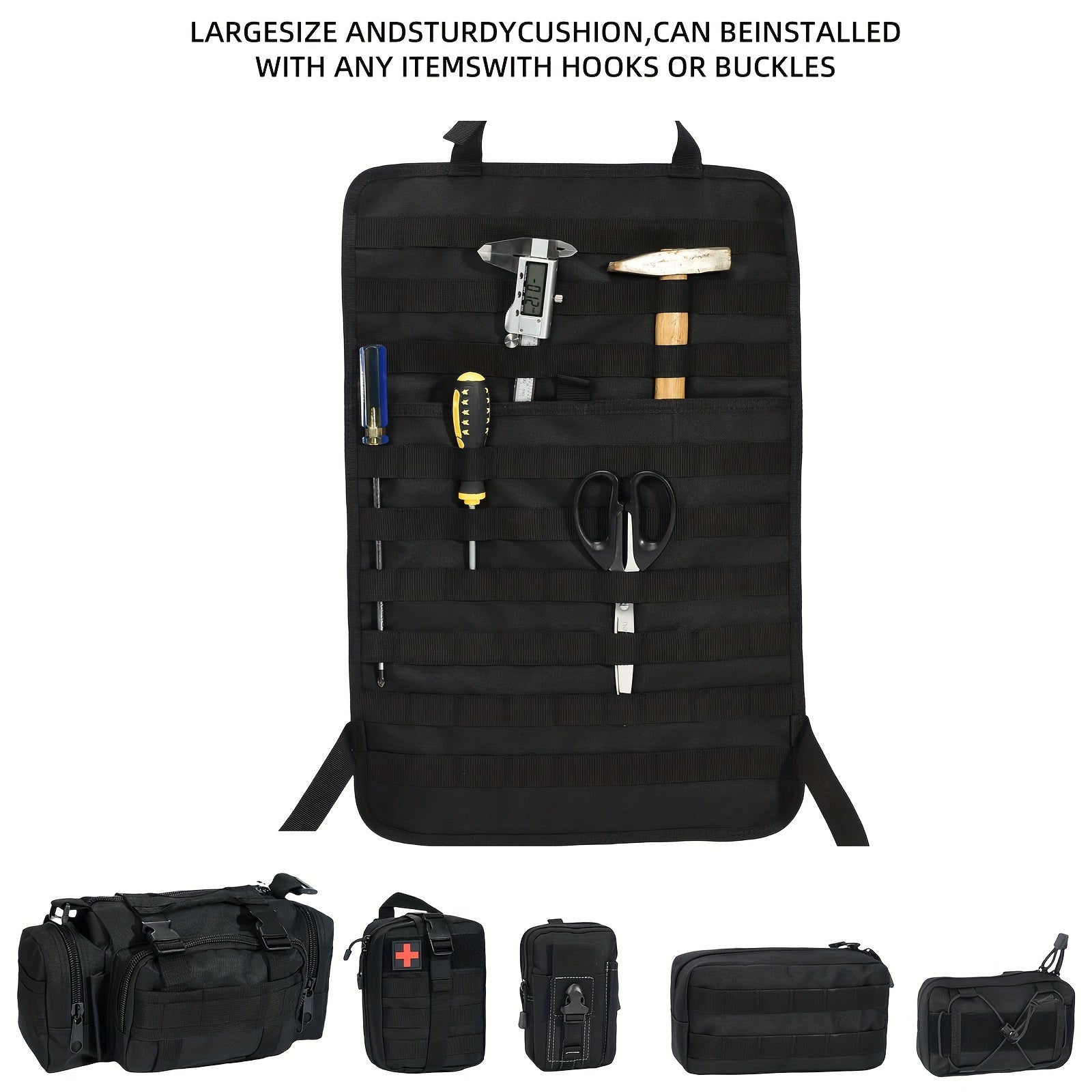 5 Pockets Bags Molle Nylon Tactical Front Car Seat Organiser Seat Back Storage Bag Basket Protector for All Vehicles, Fits for Jeep, Truck, SUV, Etc Accessories Car Accessories for Women Car Accessories Interior for Men