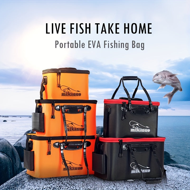 Large Volume No Pump Portable EVA Fishing Bag, Collapsible Live Fish Box, Multi-Functional Folding Camping Water Container Pan Basin, Fishing Tackle Storage