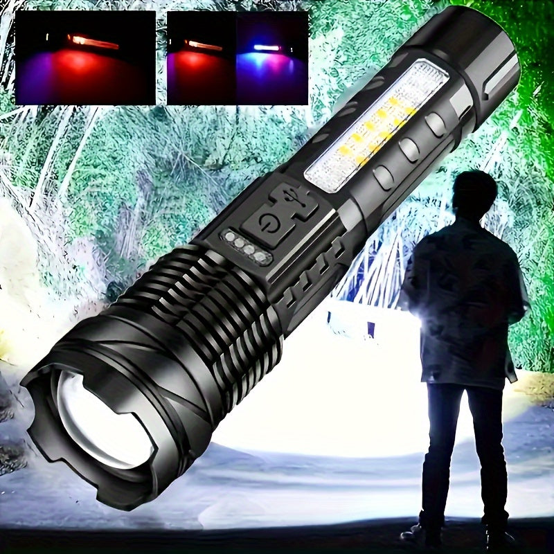 [1pc Super Powerful Torch Light] Super Powerful Rechargeable Torch Flood Light | 1pc for Outdoor Camping, Fishing, Hunting, Climbing, Adventure Emergency | Christmas Gift