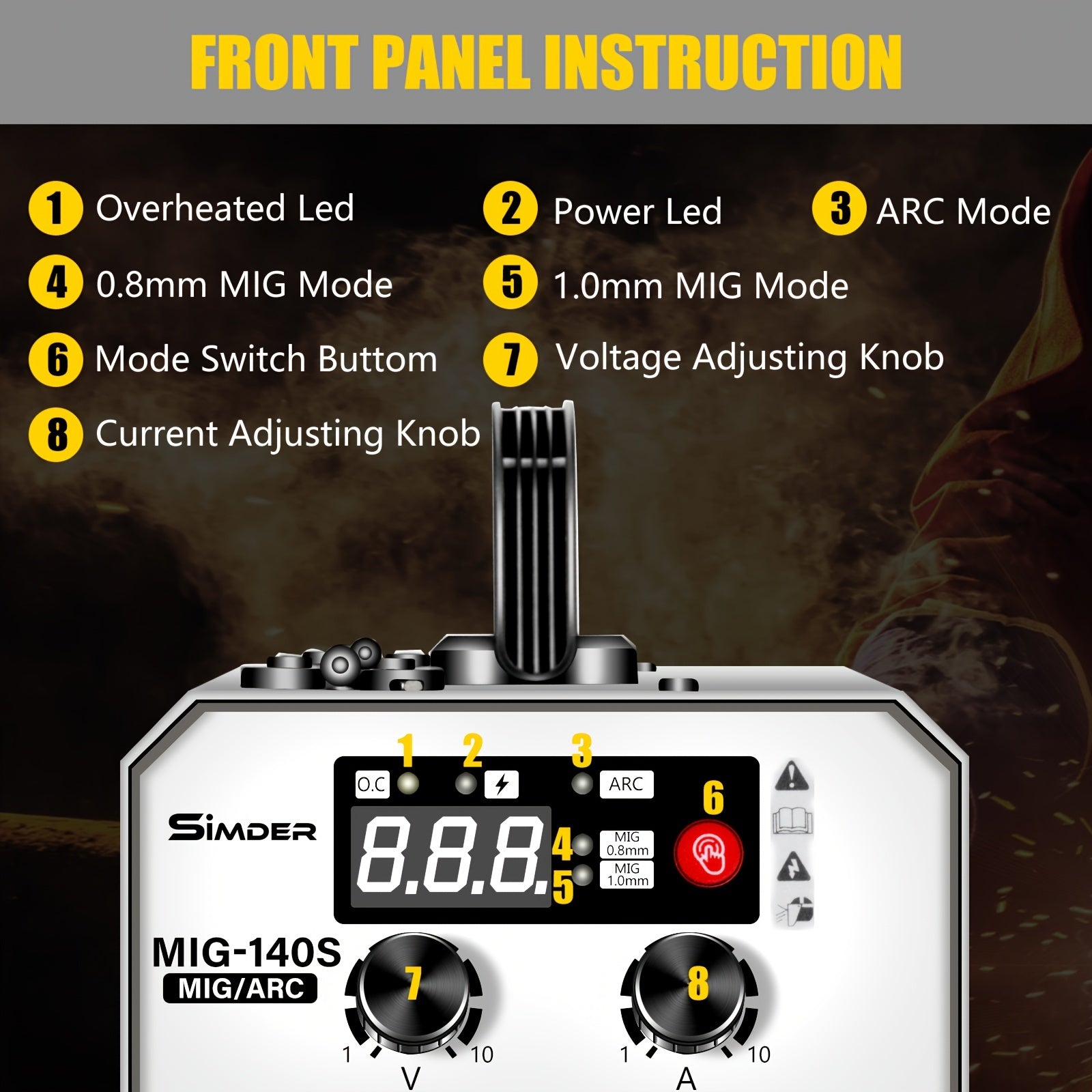 SSIMDER MIG Welder 140A 2 in 1 Stick/Flux Core Welder 110V/220v Dual Voltage Welding Machine with Flux Cored Wire MIG/ARC Welder IGBT Inverter Welder