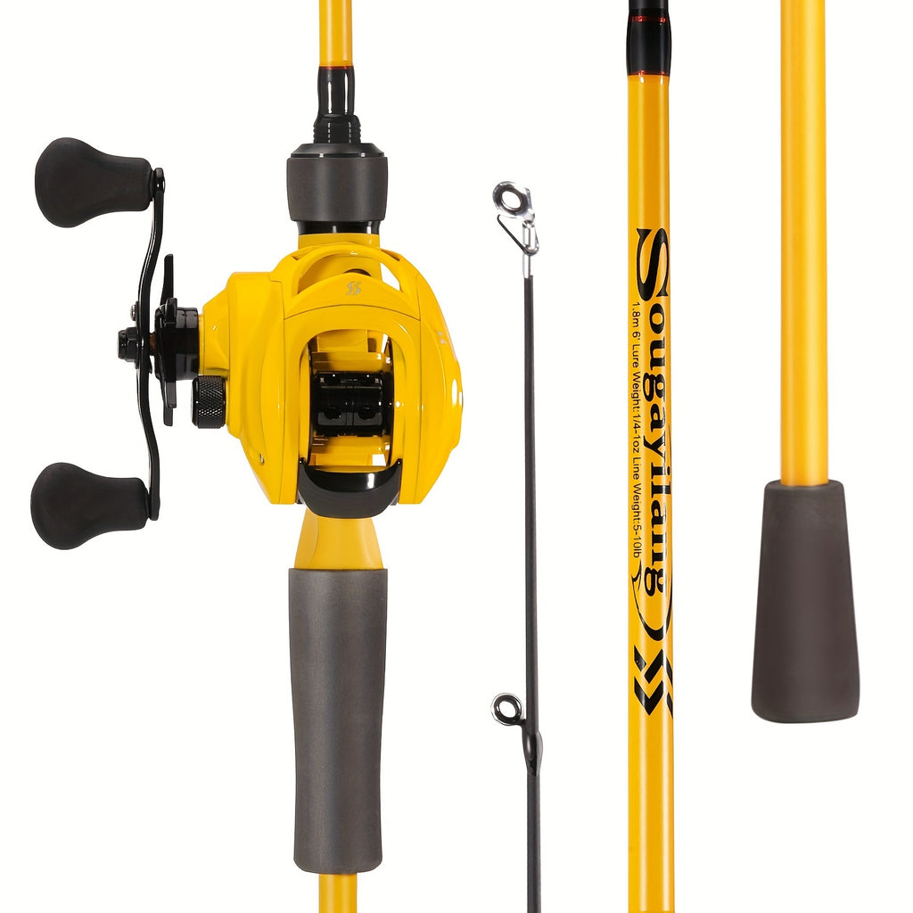 Sougayilang Baitcaster Combo, 2 Pieces Fishing Poles With 7.1:1 Gear Ratio Comfort EVA Grip Handle Reel Baitcasting Fishing Combo