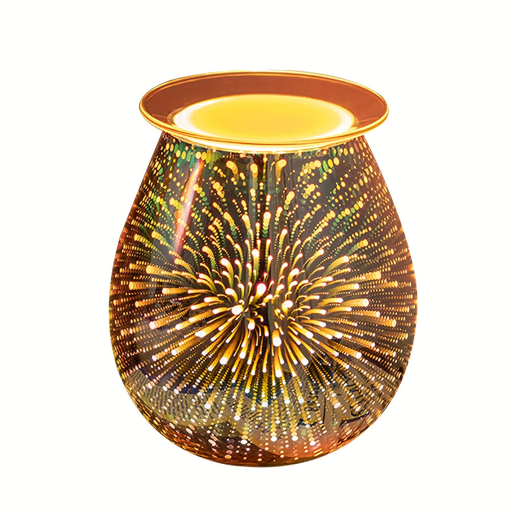 1pc Wax Warmer 3D Glass Fireworks/Starry Stars Electric Wax Melts Oil Burner Fragrance Candle Warmer with Heating Plate for Home Bedroom Office Decorations Gift