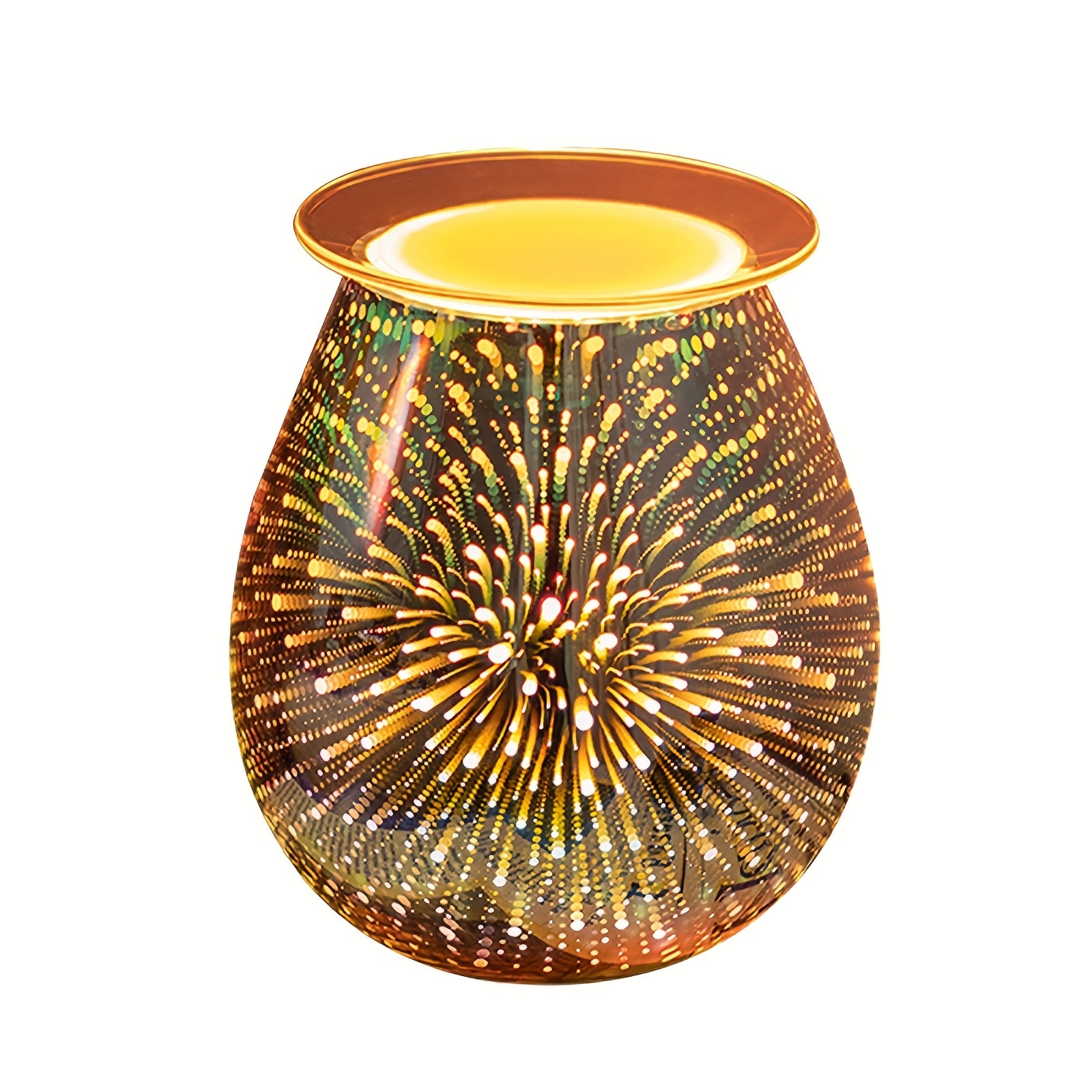 1pc Wax Warmer 3D Glass Fireworks/Starry Stars Electric Wax Melts Oil Burner Fragrance Candle Warmer with Heating Plate for Home Bedroom Office Decorations Gift