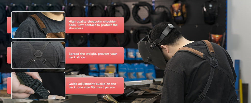 YESWELDER Leather Welding Work Shop Apron With 6 Pockets Heat Flame Resistant Cowhide Welder Apron Heavy Duty Blacksmith Aprons Adjustable For Welders Men Women Length 41"