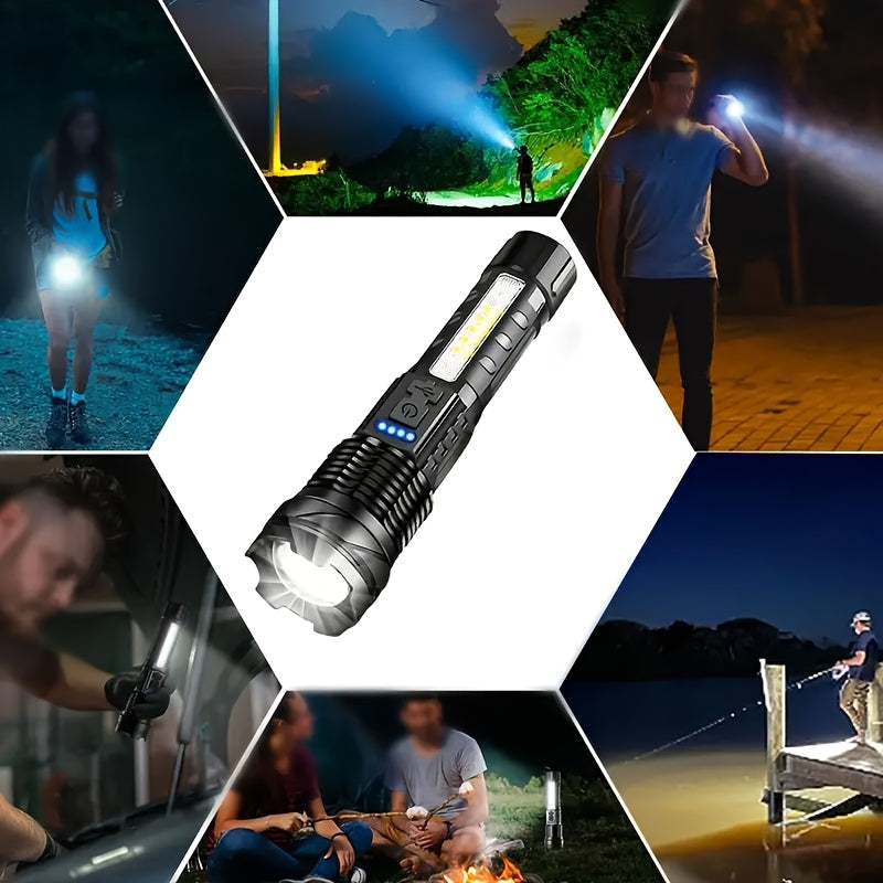[1pc Super Powerful Torch Light] Super Powerful Rechargeable Torch Flood Light | 1pc for Outdoor Camping, Fishing, Hunting, Climbing, Adventure Emergency | Christmas Gift
