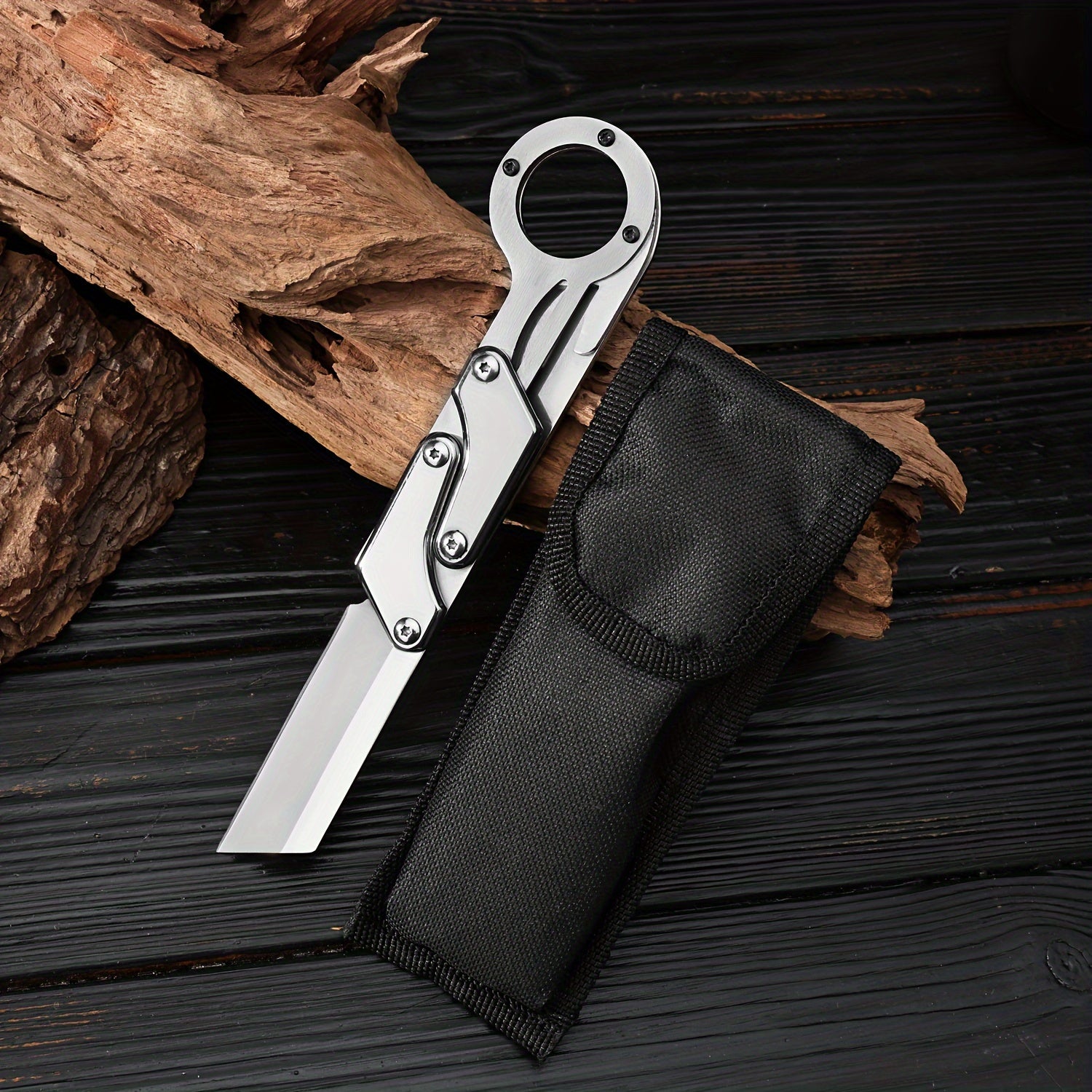 1pc, Multifunctional Folding Knife, Stainless Steel Pocket Knife, Creative Transforming Knife, Outdoor Survival Knife, Tactical Pocket Knife For Men Gifts