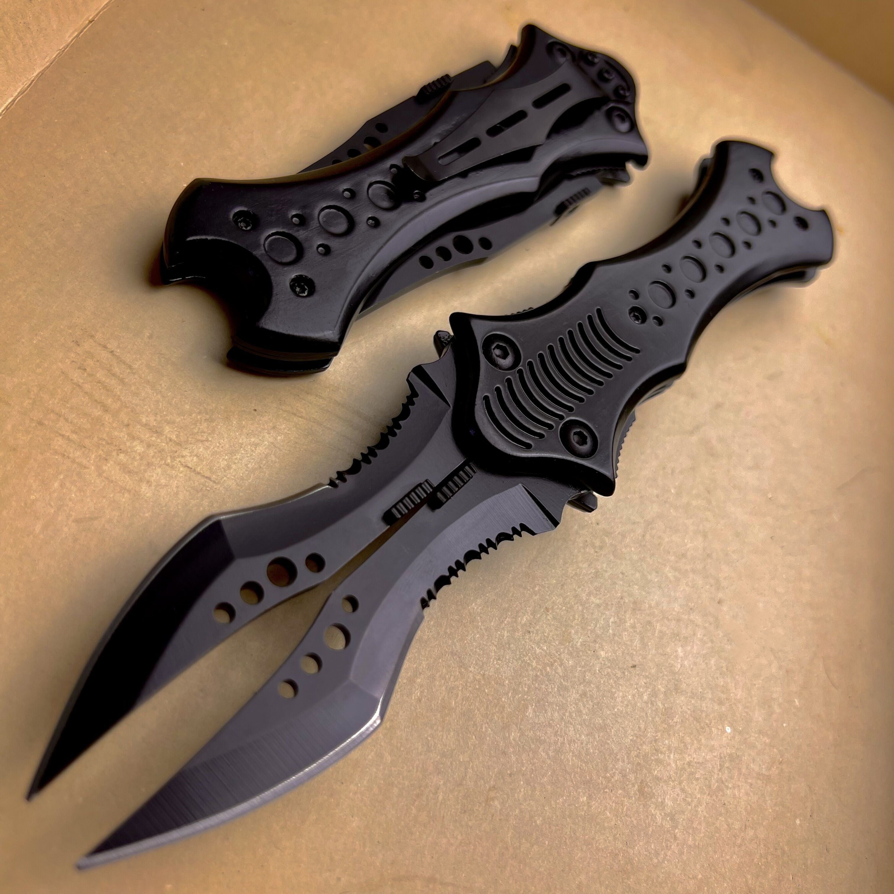 HOLYBLADE 8.5" Double Blade Pocket Knife Twin Blade Folding Knife with Clip, Outdoor Tactical Survival Camping Folding Knives, Gifts for Men