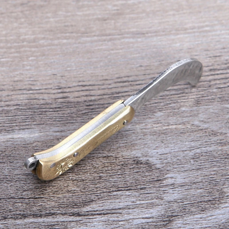 Retro Carving Small Pocket Keychain Tactical Mini Folding Folder Knife Brass New