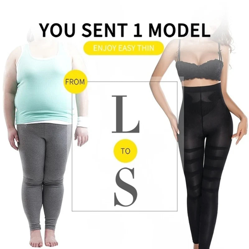 High Waist Leggings Women Sculpting Firm Control Leg Tummy Flat Skinny Slimming Tights Thigh Slimmer Footless Pants Stretchy