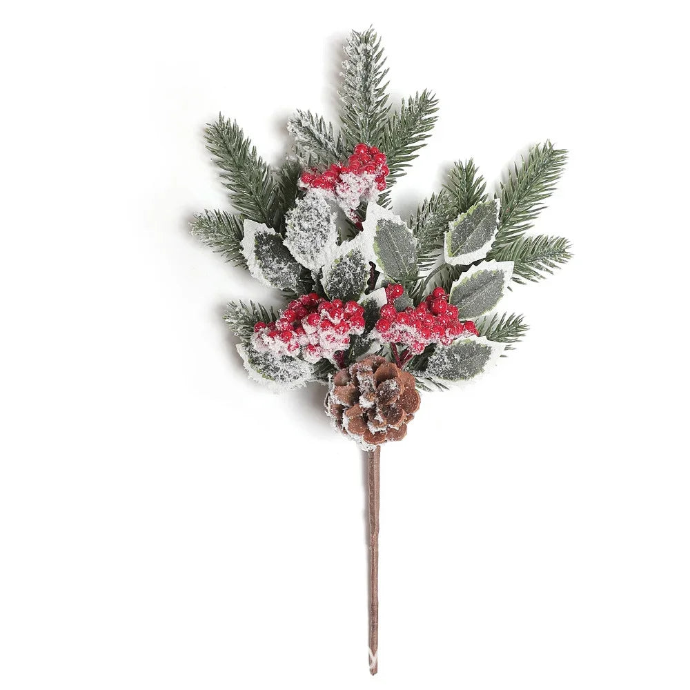 Gift Xmas Tree Ornament Leaves Branches Christmas Decorative Garland Pine Cones Vine Artificial Red Berries Hanging Wreath