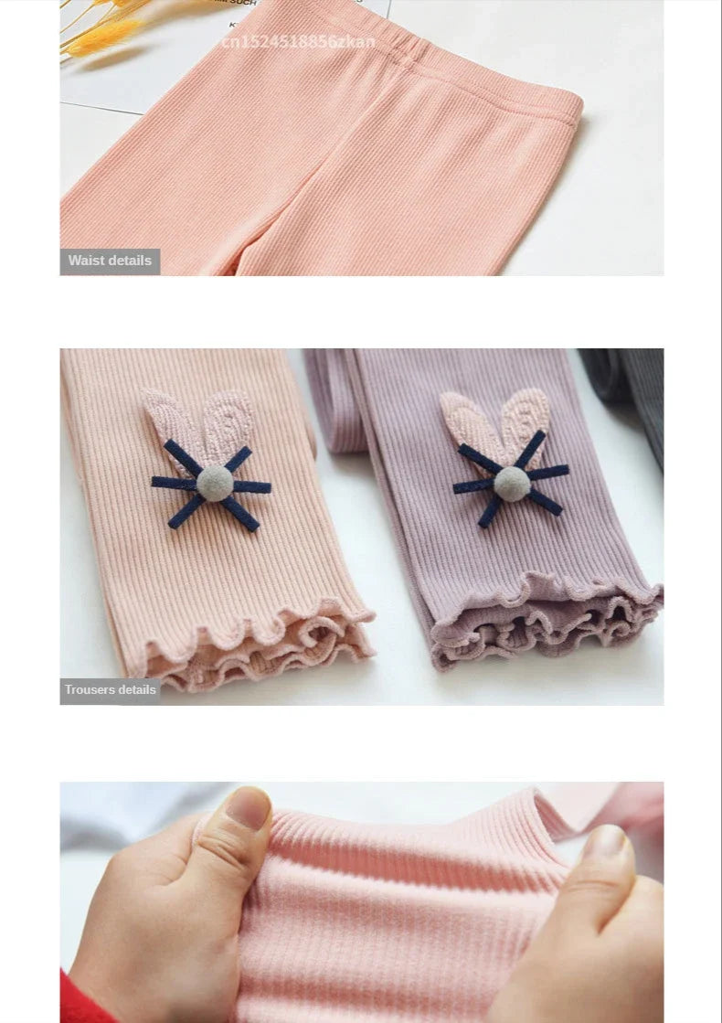 Girls Leggings Autumn Spring Cute Cotton Elastic Waist Children Kids Baby Pants Bottom
