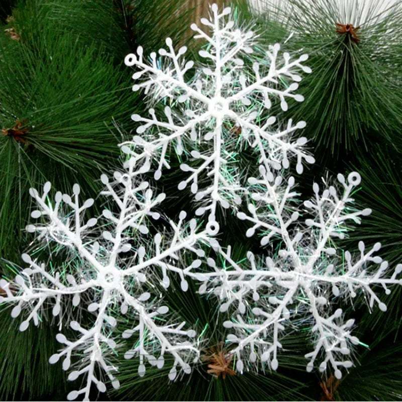 3Pcs/set Christmas Snowflake Ornaments Glitter Fake White Snowflake DIY Xmas Tree Hanging Pendents New Year Home Party Decor