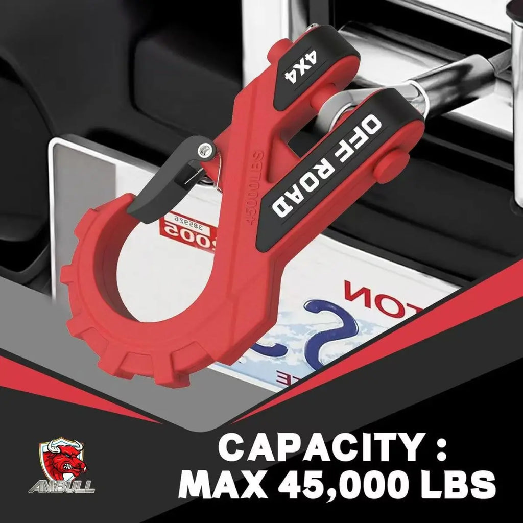 3/8 "heavy-duty trailer hook forged steel, maximum load capacity of 20t, equipped with rubber protector, trailer U-shaped clamp,