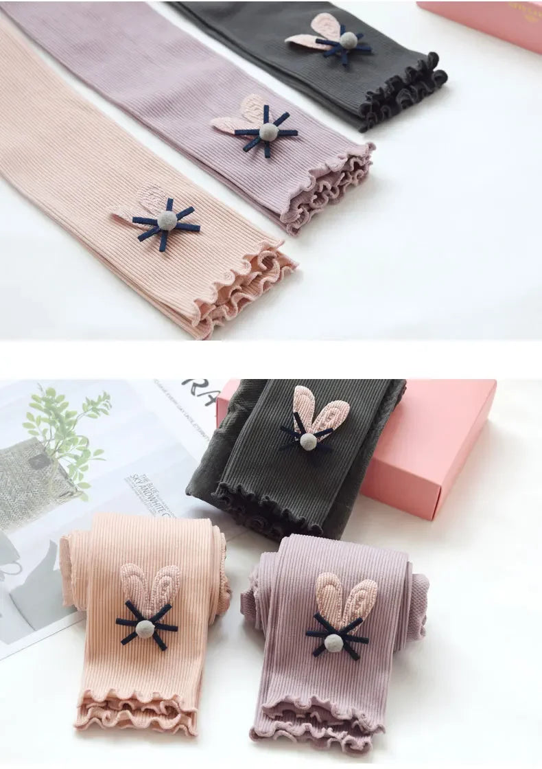 Girls Leggings Autumn Spring Cute Cotton Elastic Waist Children Kids Baby Pants Bottom