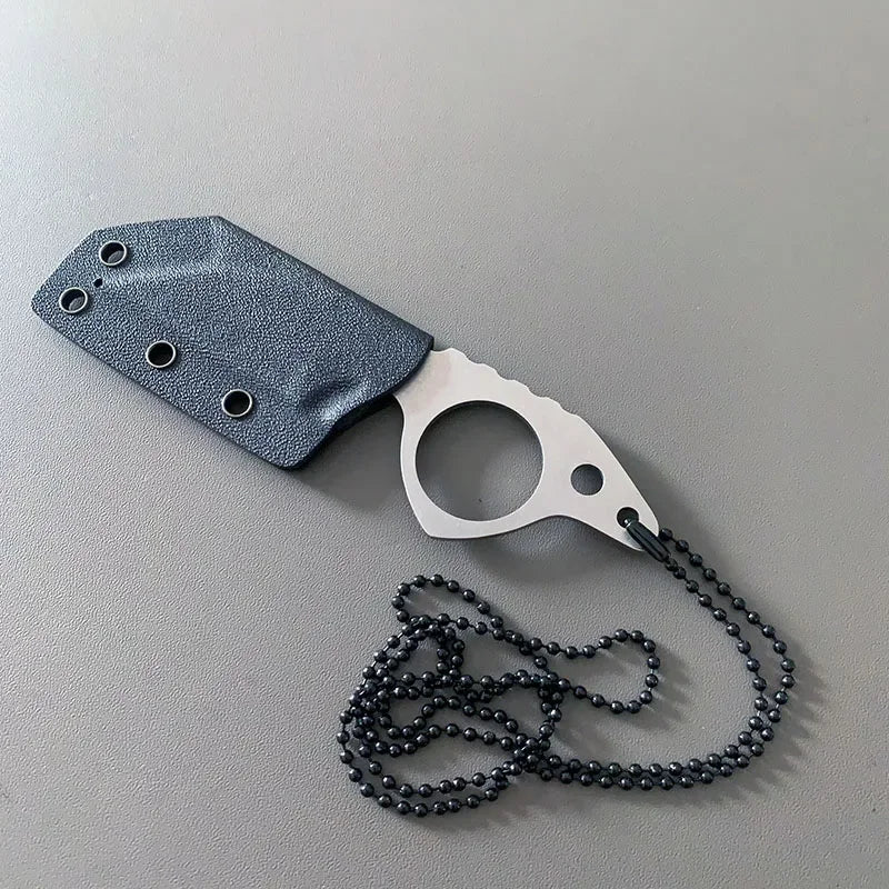 All Stainless Steel Sharp Small Fixed Blade Neck Knife EDC Outdoor Camping Portable Pocket Knives With Chain Scabbard