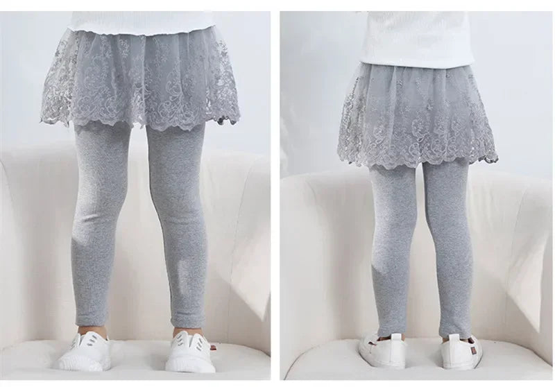 Baby Girls Leggings Kids Lace Princess Skirt Pants Spring Autumn Children Cotton Trousers 1-8 Years Girl Solid Color Leggings