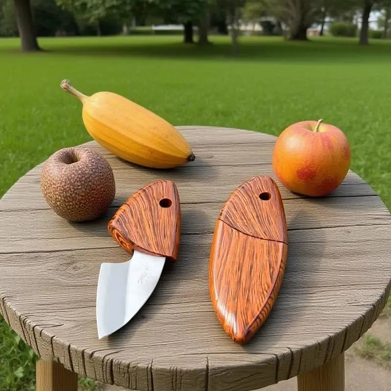 1PC Portable Multipurpose Sharp Fruit Knife EDC Woodgrain Box Pocket Knife Outdoor Mini Knife