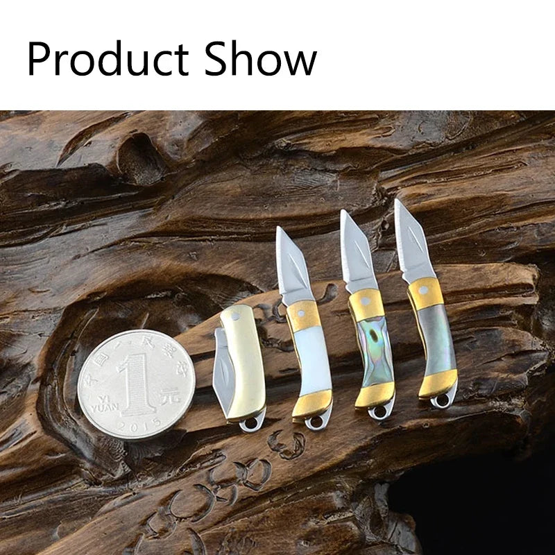 EDC MIni Beautiful Shell Keychian Folding Knif e Mini Blade Necklace Pocket Wallet Keychain Knives Survival Tool Cutter Peeler