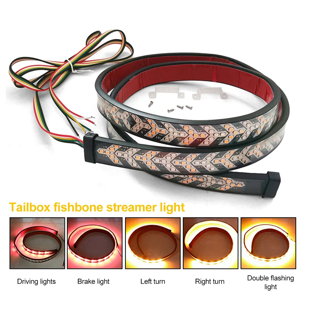 Car Truck LED Tailgate light Strip Turn Signal Lamp Flowing Dynamic Warning Brake Reverse Tail light Bar For Pickup Jeep 12-24V