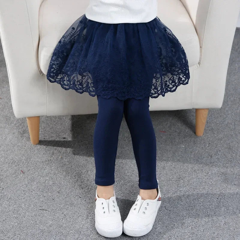 Baby Girls Leggings Kids Lace Princess Skirt Pants Spring Autumn Children Cotton Trousers 1-8 Years Girl Solid Color Leggings