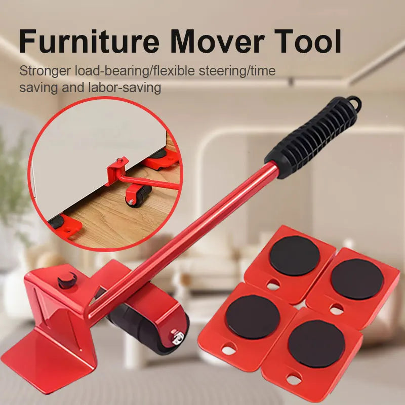 Furniture Mover Tool Set Heavy Stuffs Mover Roller with Wheel Bar Moving Device Lifting Helper Furniture Moving Transport Tools
