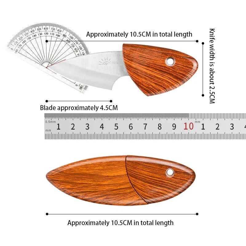 1PC Portable Multipurpose Sharp Fruit Knife EDC Woodgrain Box Pocket Knife Outdoor Mini Knife