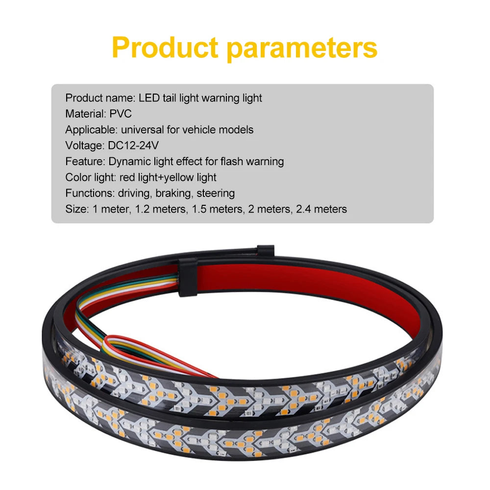 Car Truck LED Tailgate light Strip Turn Signal Lamp Flowing Dynamic Warning Brake Reverse Tail light Bar For Pickup Jeep 12-24V