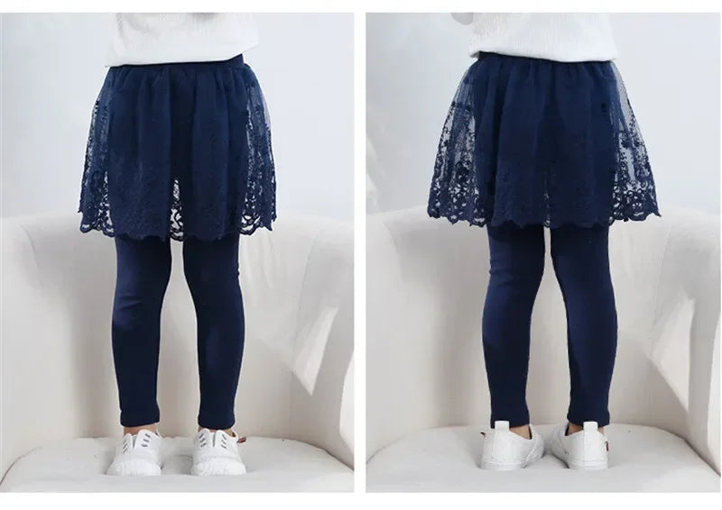 Baby Girls Leggings Kids Lace Princess Skirt Pants Spring Autumn Children Cotton Trousers 1-8 Years Girl Solid Color Leggings