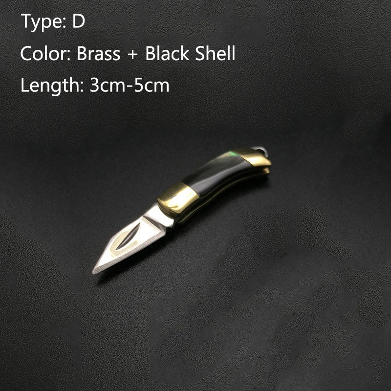 EDC MIni Beautiful Shell Keychian Folding Knif e Mini Blade Necklace Pocket Wallet Keychain Knives Survival Tool Cutter Peeler