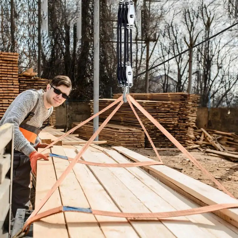 270 Rotatable Rope Pulley Block Zinc Alloy Hook Handheld Crane Heavy Duty Polyethylene Rope Pulley Hoist Manual Lifting Device