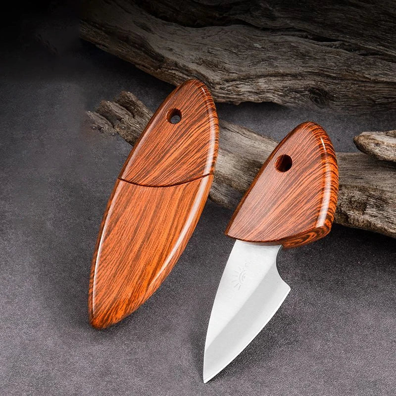1PC Portable Multipurpose Sharp Fruit Knife EDC Woodgrain Box Pocket Knife Outdoor Mini Knife