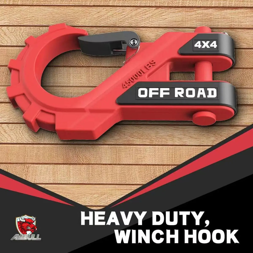 3/8 "heavy-duty trailer hook forged steel, maximum load capacity of 20t, equipped with rubber protector, trailer U-shaped clamp,