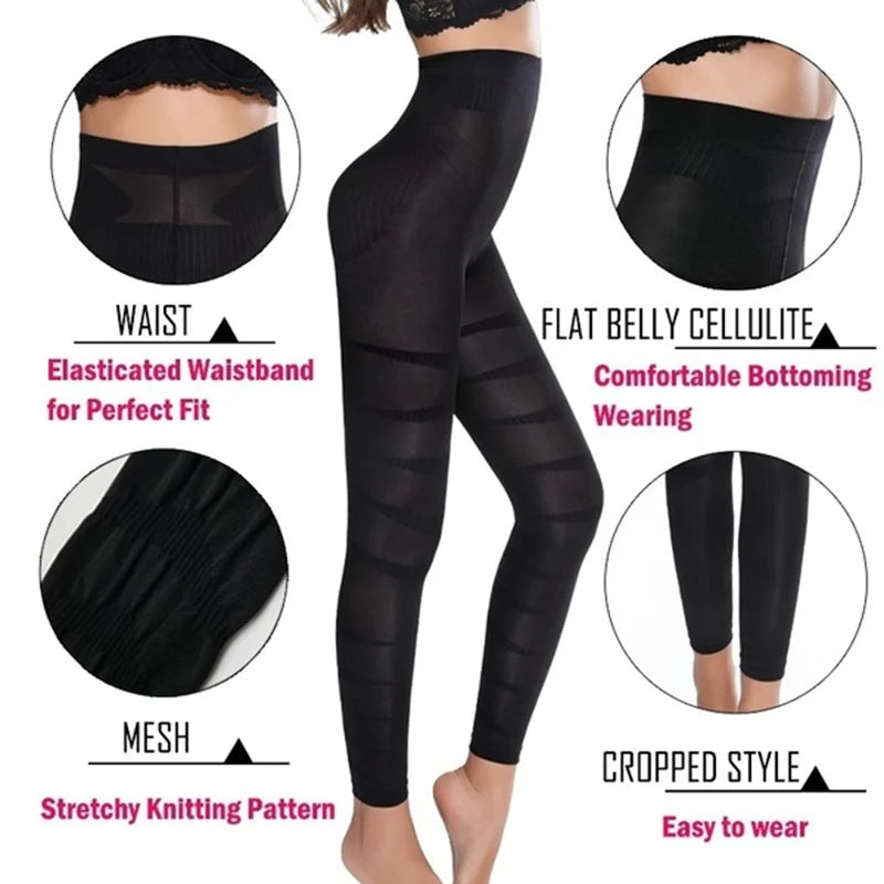 High Waist Leggings Women Sculpting Firm Control Leg Tummy Flat Skinny Slimming Tights Thigh Slimmer Footless Pants Stretchy