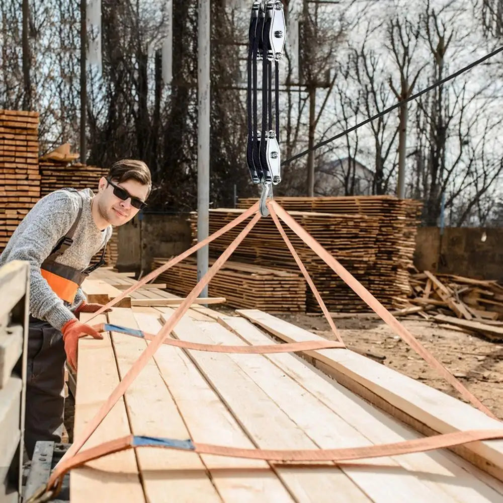 270 Rotatable Rope Pulley Block Zinc Alloy Hook Handheld Crane Heavy Duty Polyethylene Rope Pulley Hoist Manual Lifting Device