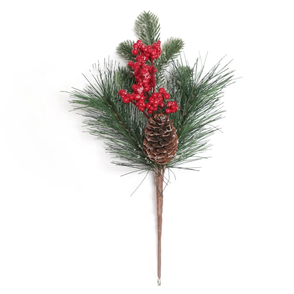 Gift Xmas Tree Ornament Leaves Branches Christmas Decorative Garland Pine Cones Vine Artificial Red Berries Hanging Wreath