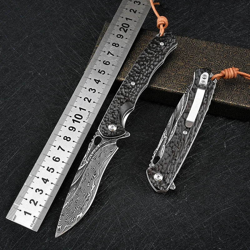 Trskt VG10 Damascus Folding Knife Kitchen Fishing Survival Rescue Camping Pocket Knives Outdoor Tool Wood Handle Dropshipping