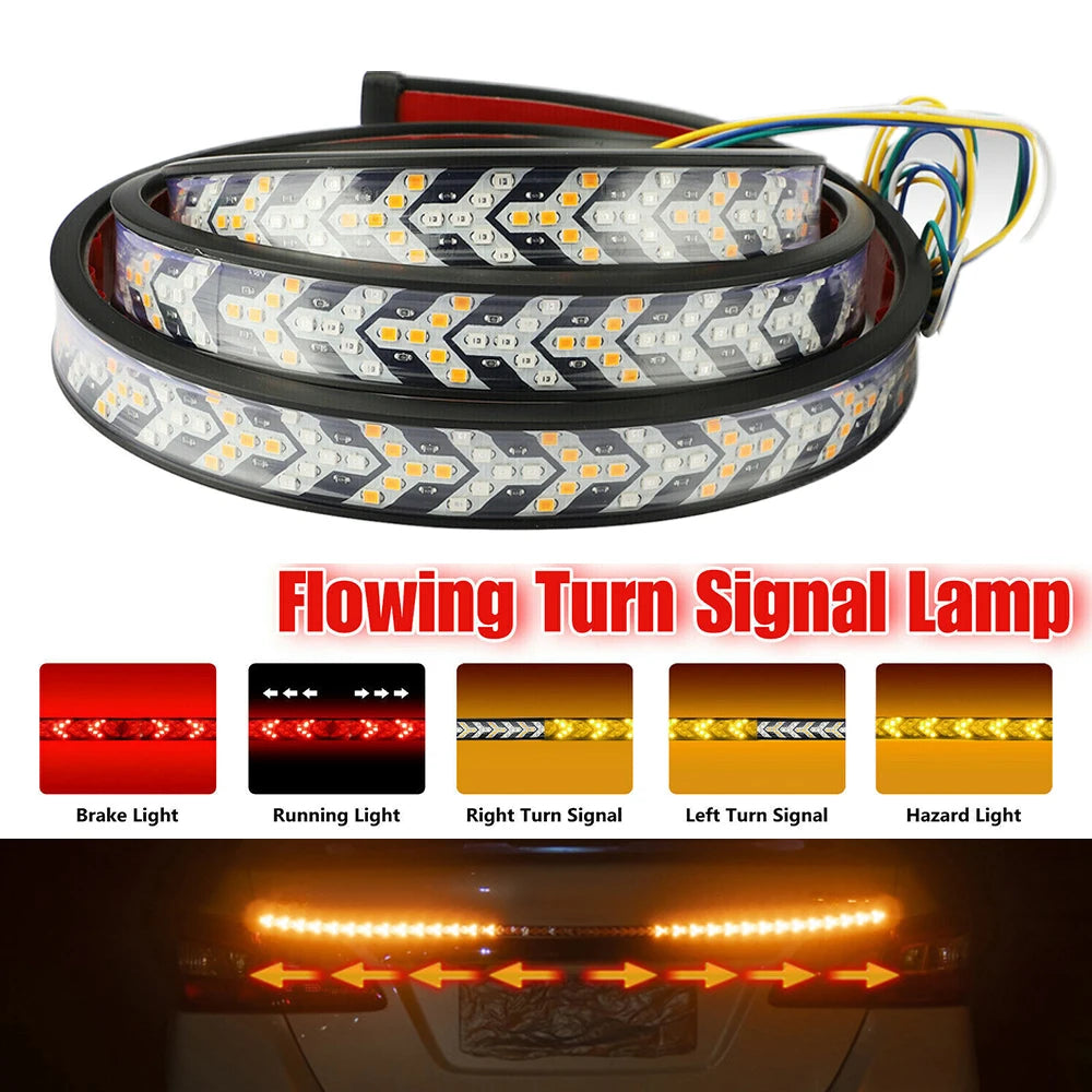 Car Truck LED Tailgate light Strip Turn Signal Lamp Flowing Dynamic Warning Brake Reverse Tail light Bar For Pickup Jeep 12-24V